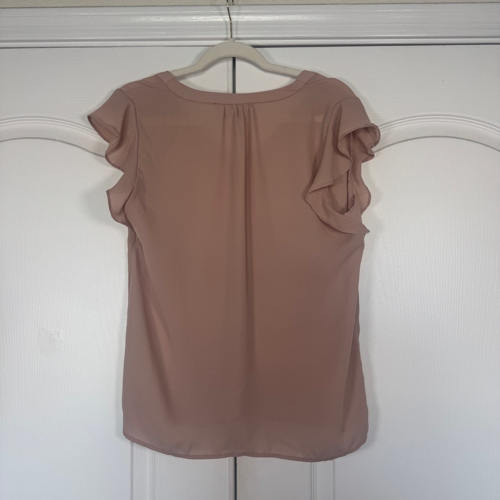 Philosophy Blush Pink Flutter Sleeve V Neck Blouse Small - Picture 3 of 7